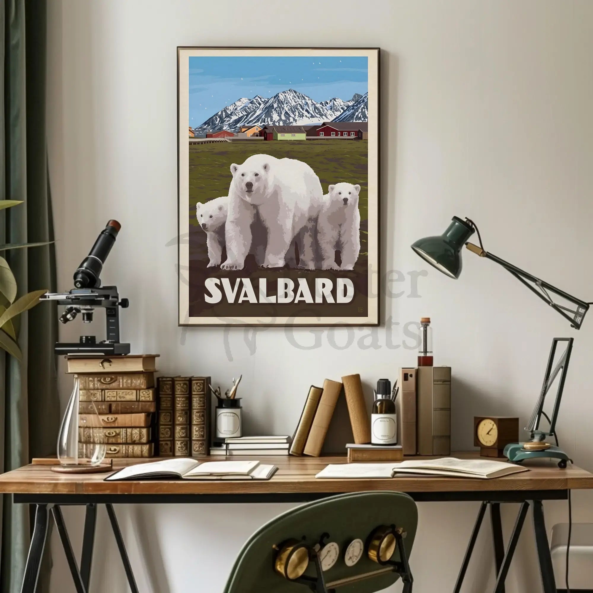 Svalbard Polar Bears Vintage Travel Poster PosterGoat
