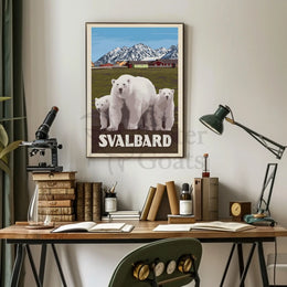 Svalbard Polar Bears Vintage Travel Poster PosterGoat