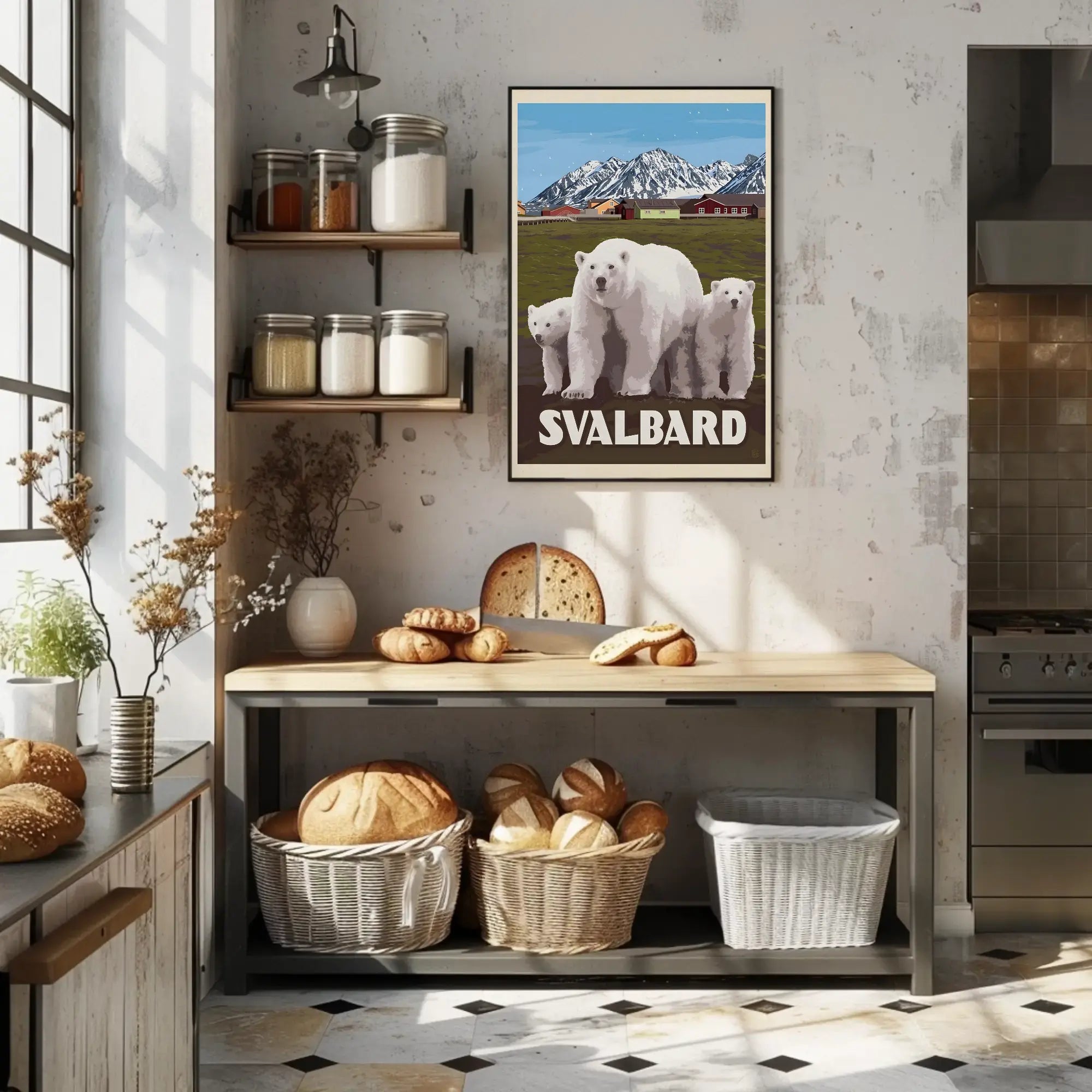 Svalbard Polar Bears Vintage Travel Poster PosterGoat