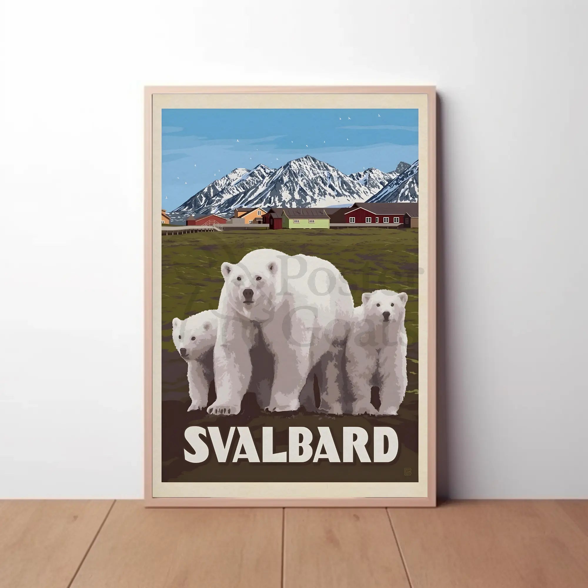 Svalbard Polar Bears Vintage Travel Poster PosterGoat