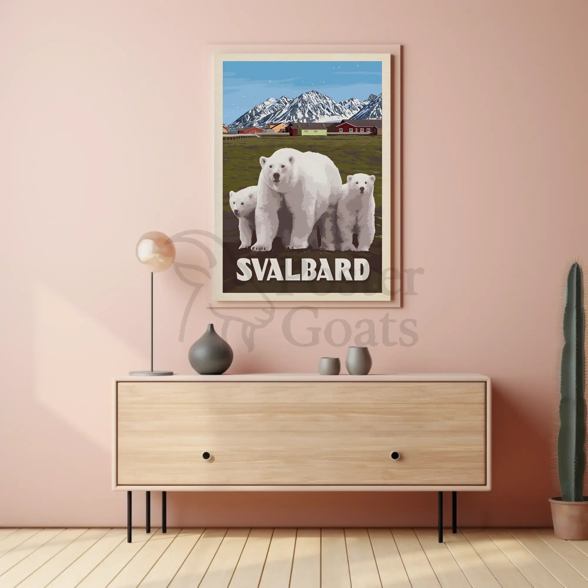 Svalbard Polar Bears Vintage Travel Poster PosterGoat