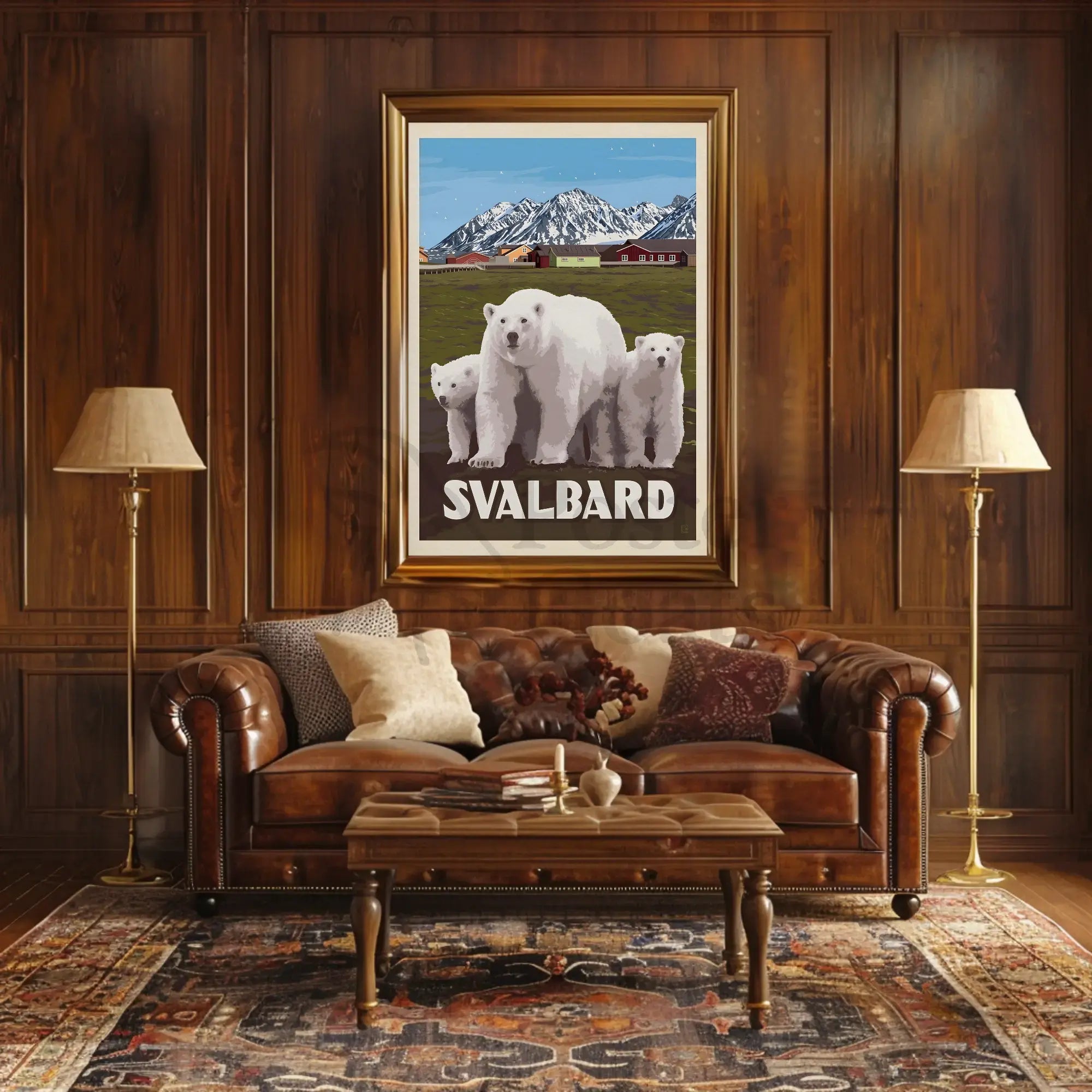 Svalbard Polar Bears Vintage Travel Poster PosterGoat