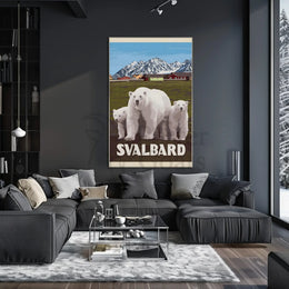 Svalbard Polar Bears Vintage Travel Poster PosterGoat