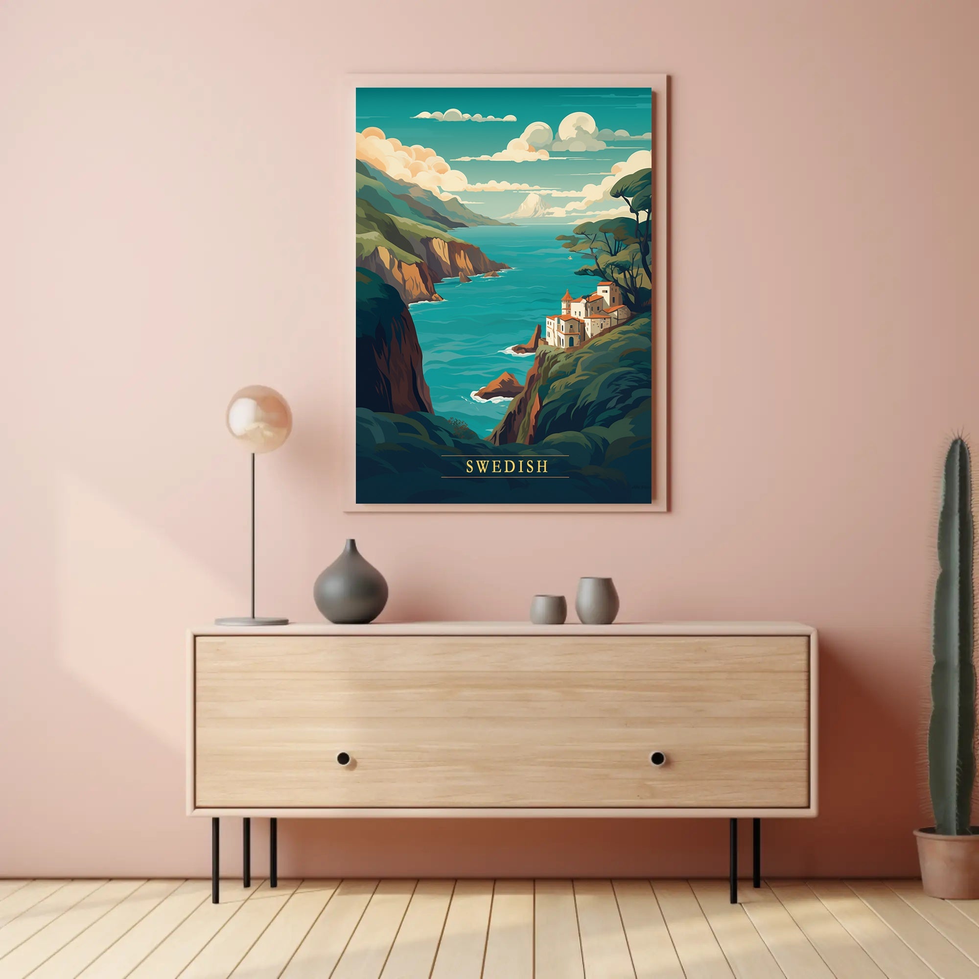 Swedish Coastal Retreat Vintage-inspired Travel Poster PosterGoat