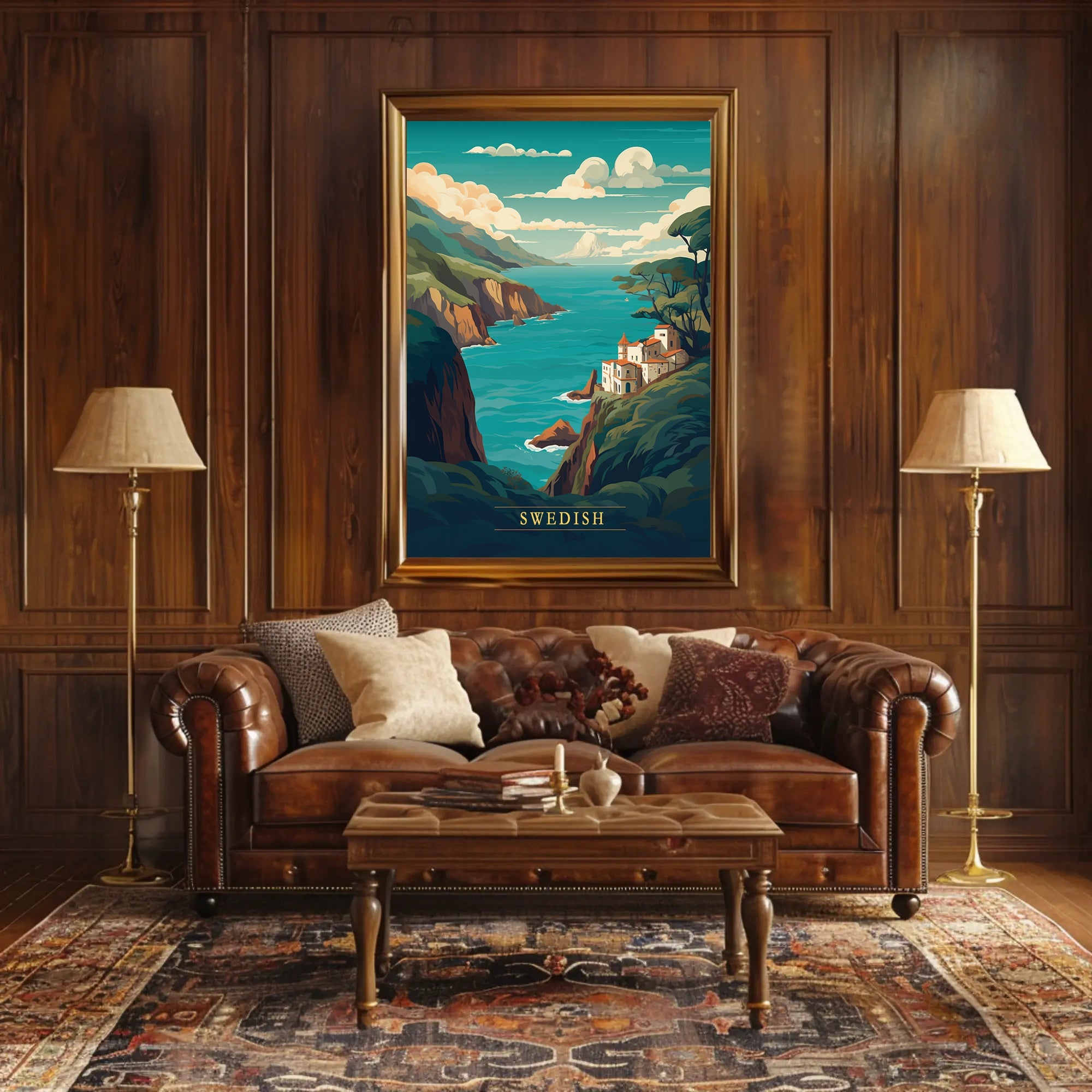 Swedish Coastal Retreat Vintage-inspired Travel Poster PosterGoat