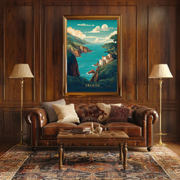 Swedish Coastal Retreat Vintage-inspired Travel Poster PosterGoat