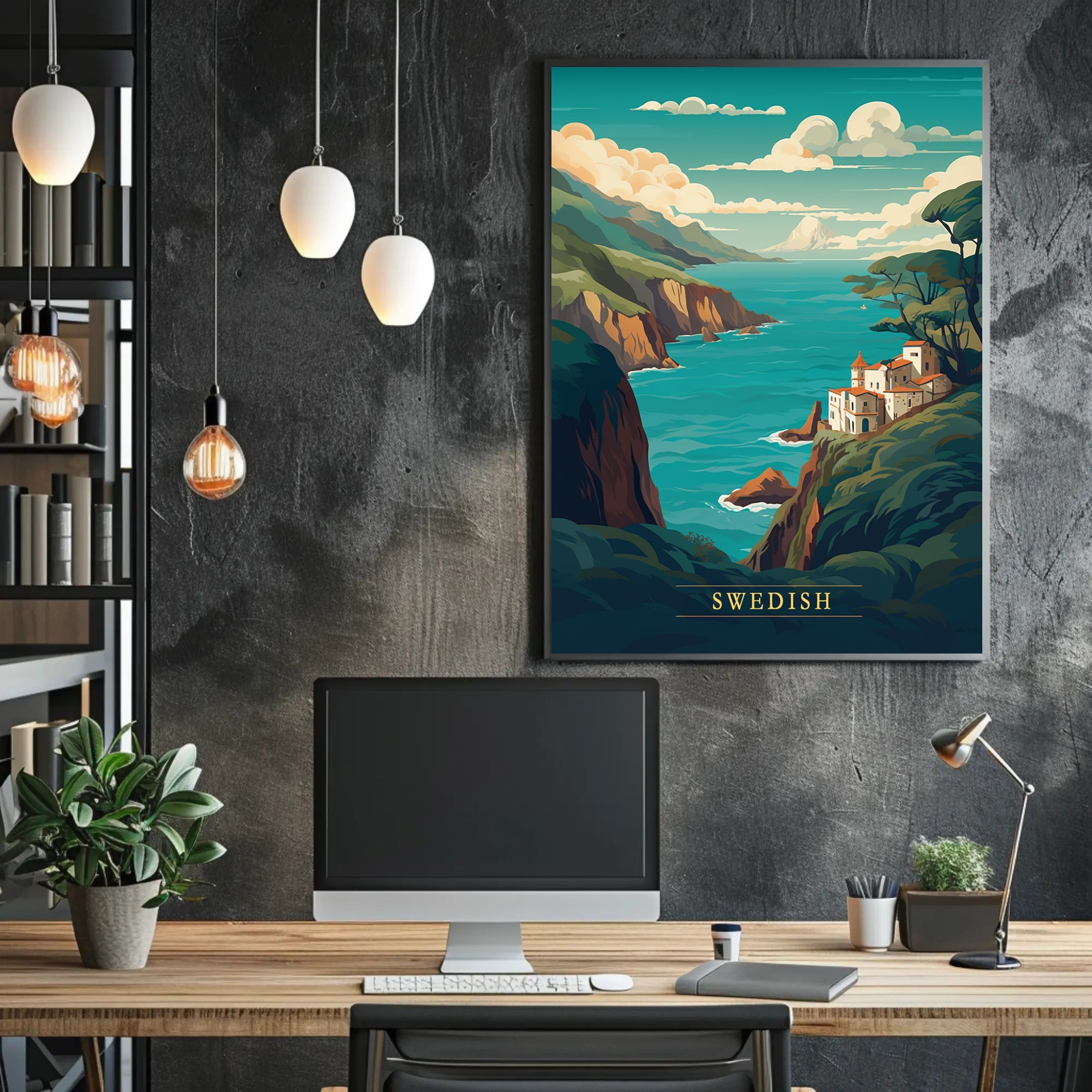 Swedish Coastal Retreat Vintage-inspired Travel Poster PosterGoat