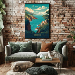 Swedish Coastal Retreat Vintage-inspired Travel Poster PosterGoat