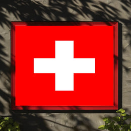 Swiss Flag Minimalist Art for Country Flag Poster PosterGoat