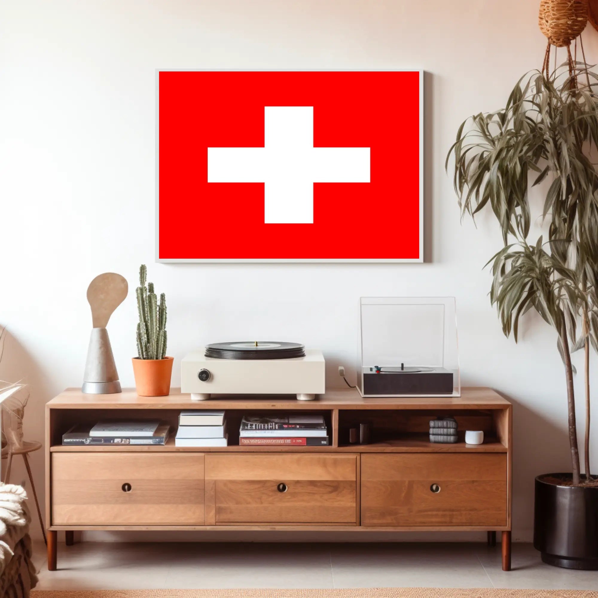 Swiss Flag Minimalist Art for Country Flag Poster PosterGoat