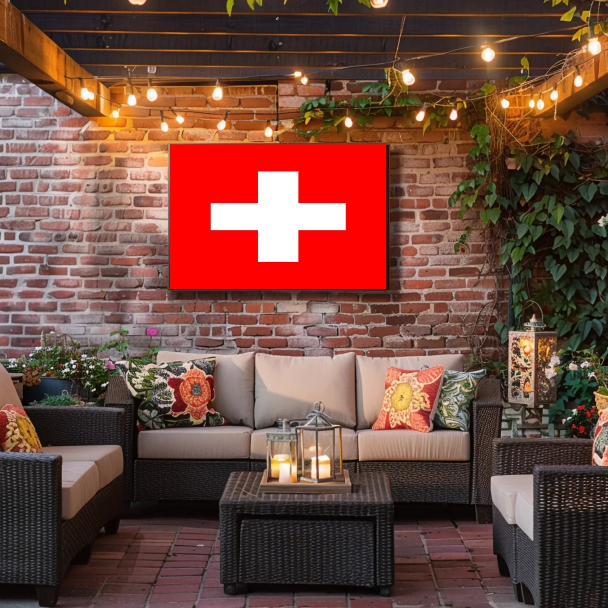 Swiss Flag Minimalist Art for Country Flag Poster PosterGoat