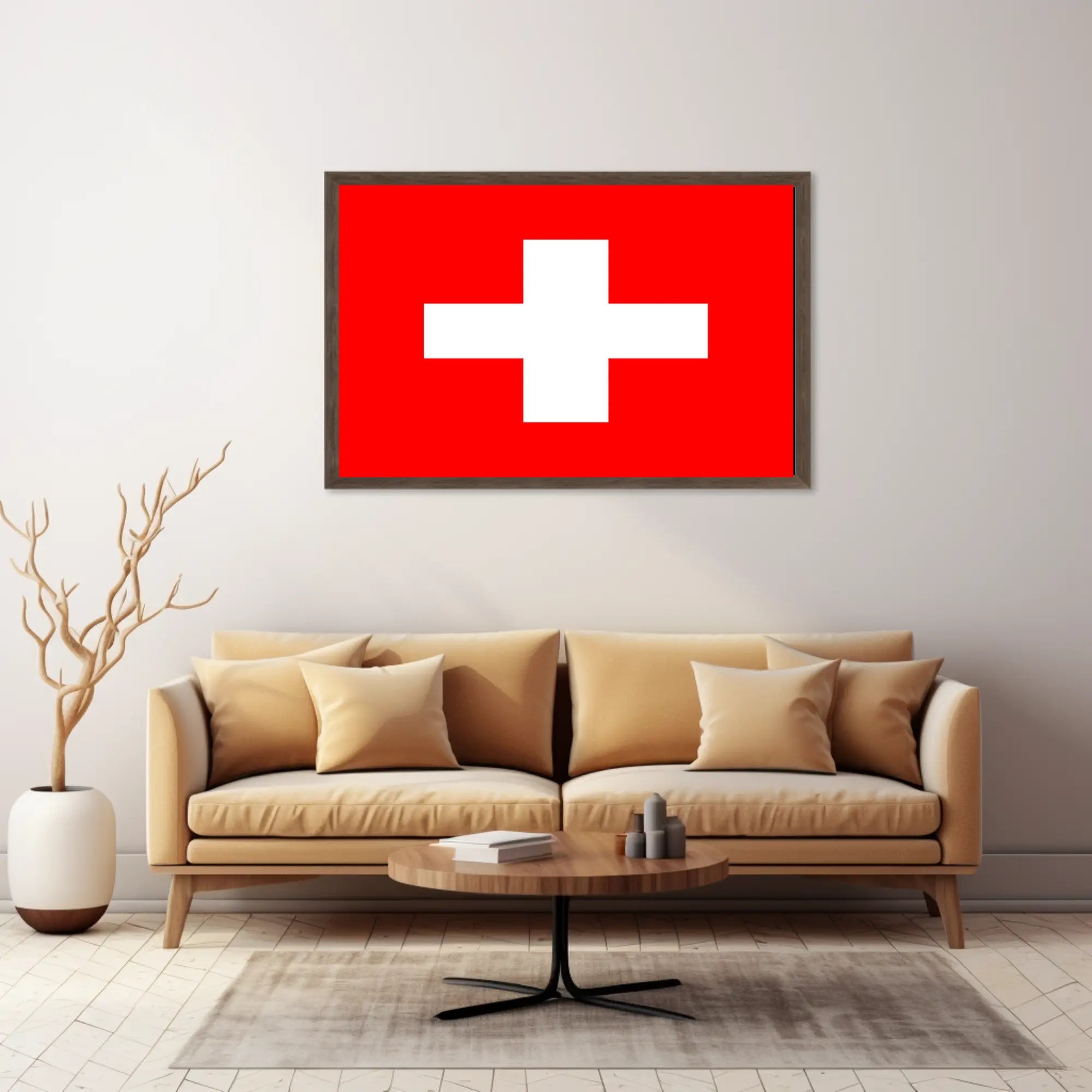 Swiss Flag Minimalist Art for Country Flag Poster PosterGoat