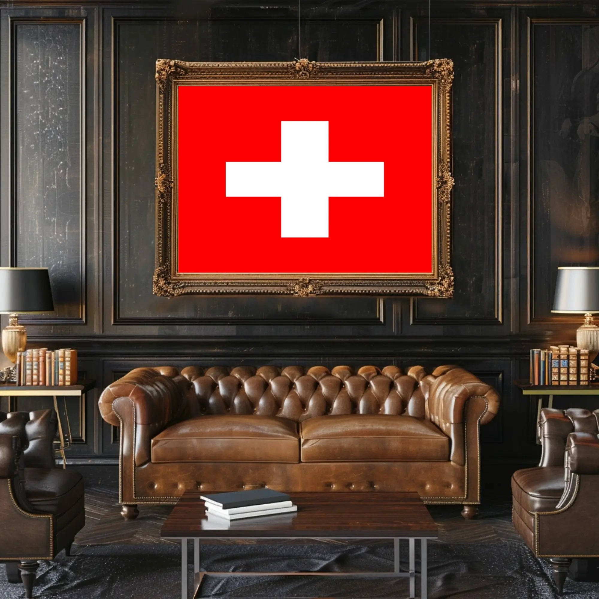 Swiss Flag Minimalist Art for Country Flag Poster PosterGoat