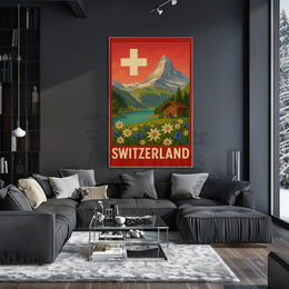 Switzerland Vintage Scenic Landscape Travel Poster PosterGoat