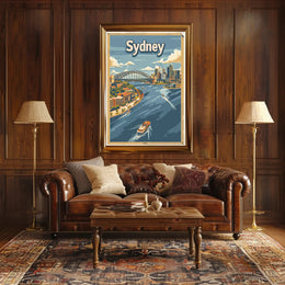 Sydney Cityscape Adventure: Vintage Travel Poster PosterGoat