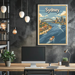 Sydney Cityscape Adventure: Vintage Travel Poster PosterGoat