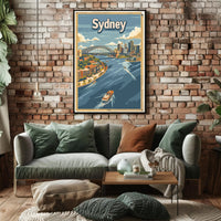 Sydney Cityscape Adventure: Vintage Travel Poster PosterGoat