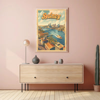 Sydney Harbour Vintage Travel Poster PosterGoat