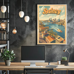 Sydney Harbour Vintage Travel Poster PosterGoat