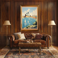 Sydney Opera House Retro Travel Art Poster PosterGoat