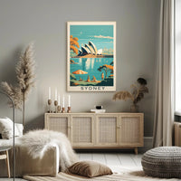 Sydney Opera House Retro Travel Poster PosterGoat