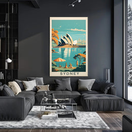Sydney Opera House Retro Travel Poster PosterGoat