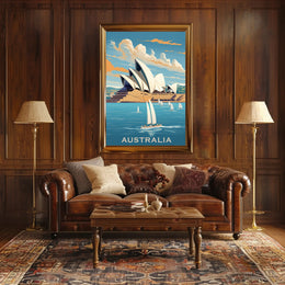 Sydney Opera House Vintage Style Travel Poster PosterGoat