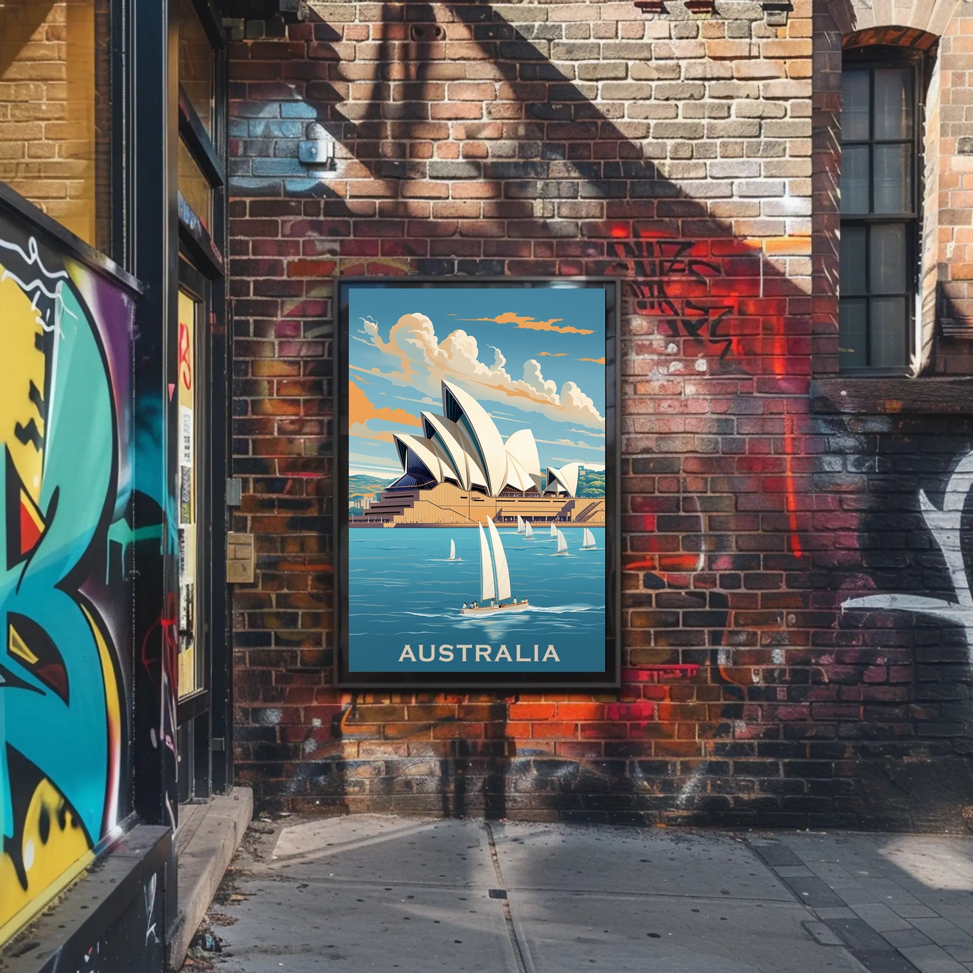 Sydney Opera House Vintage Style Travel Poster PosterGoat