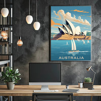Sydney Opera House Vintage Style Travel Poster PosterGoat