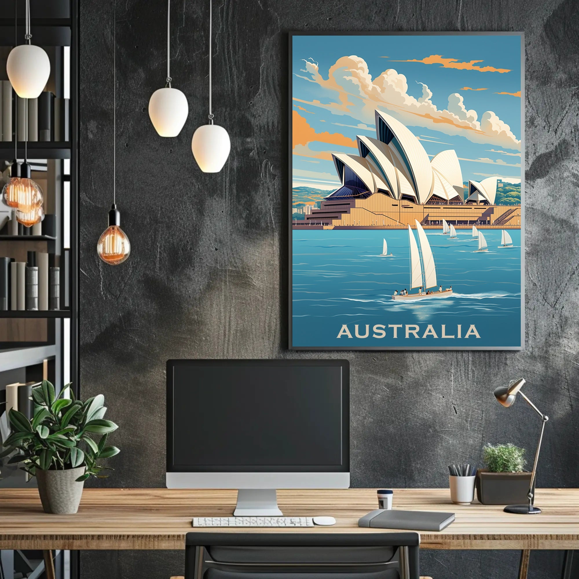 Sydney Opera House Vintage Style Travel Poster PosterGoat