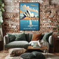 Sydney Opera House Vintage Style Travel Poster PosterGoat
