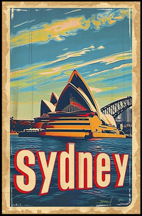 Sydney Skyline Vintage Travel Art: Urban Cityscape Poster PosterGoat