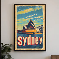 Sydney Skyline Vintage Travel Art: Urban Cityscape Poster PosterGoat