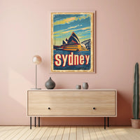 Sydney Skyline Vintage Travel Art: Urban Cityscape Poster PosterGoat