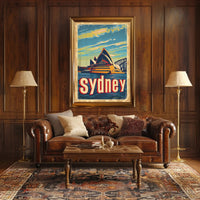 Sydney Skyline Vintage Travel Art: Urban Cityscape Poster PosterGoat