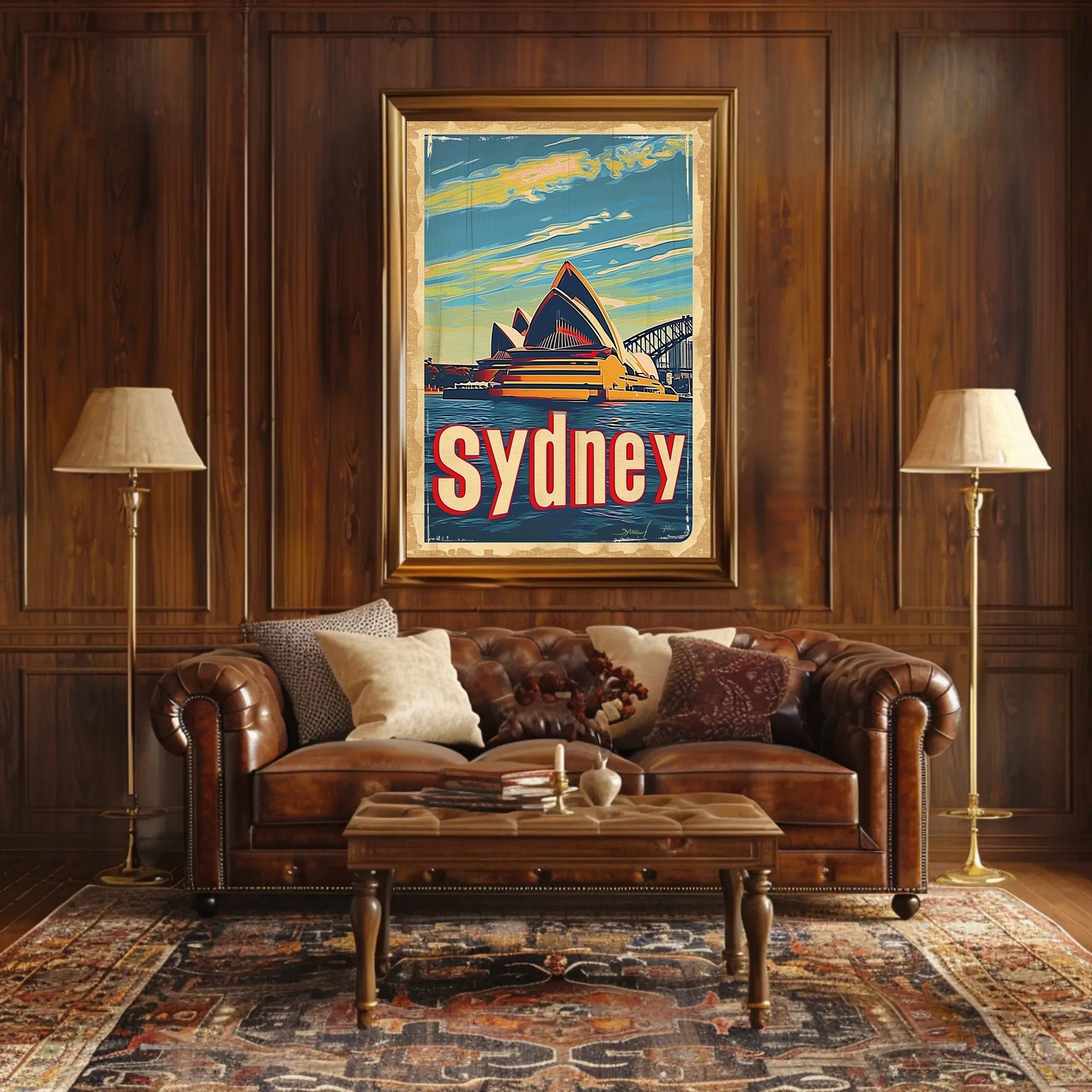 Sydney Skyline Vintage Travel Art: Urban Cityscape Poster PosterGoat