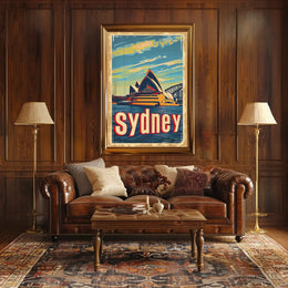 Sydney Skyline Vintage Travel Art: Urban Cityscape Poster PosterGoat