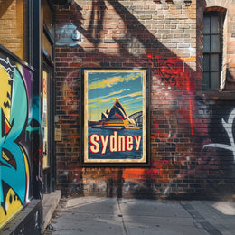 Sydney Skyline Vintage Travel Art: Urban Cityscape Poster PosterGoat