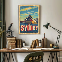Sydney Skyline Vintage Travel Art: Urban Cityscape Poster PosterGoat