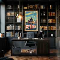 Sydney Skyline Vintage Travel Art: Urban Cityscape Poster PosterGoat