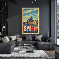 Sydney Skyline Vintage Travel Art: Urban Cityscape Poster PosterGoat