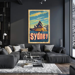Sydney Skyline Vintage Travel Art: Urban Cityscape Poster PosterGoat
