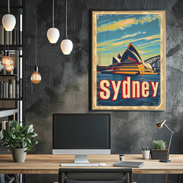 Sydney Skyline Vintage Travel Art: Urban Cityscape Poster PosterGoat
