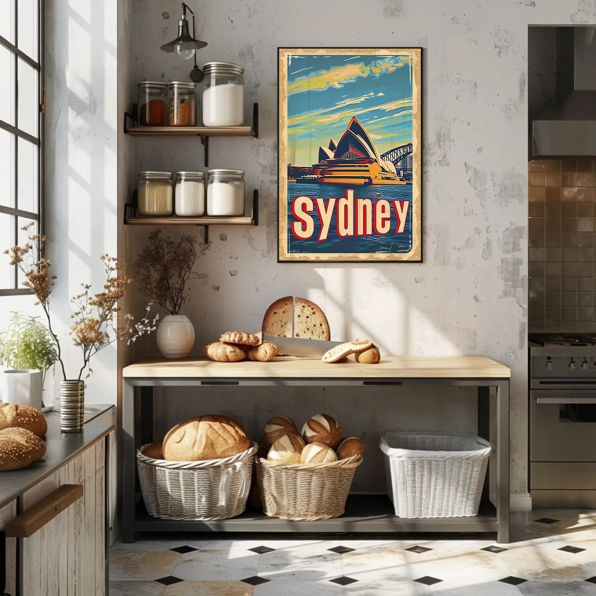Sydney Skyline Vintage Travel Art: Urban Cityscape Poster PosterGoat
