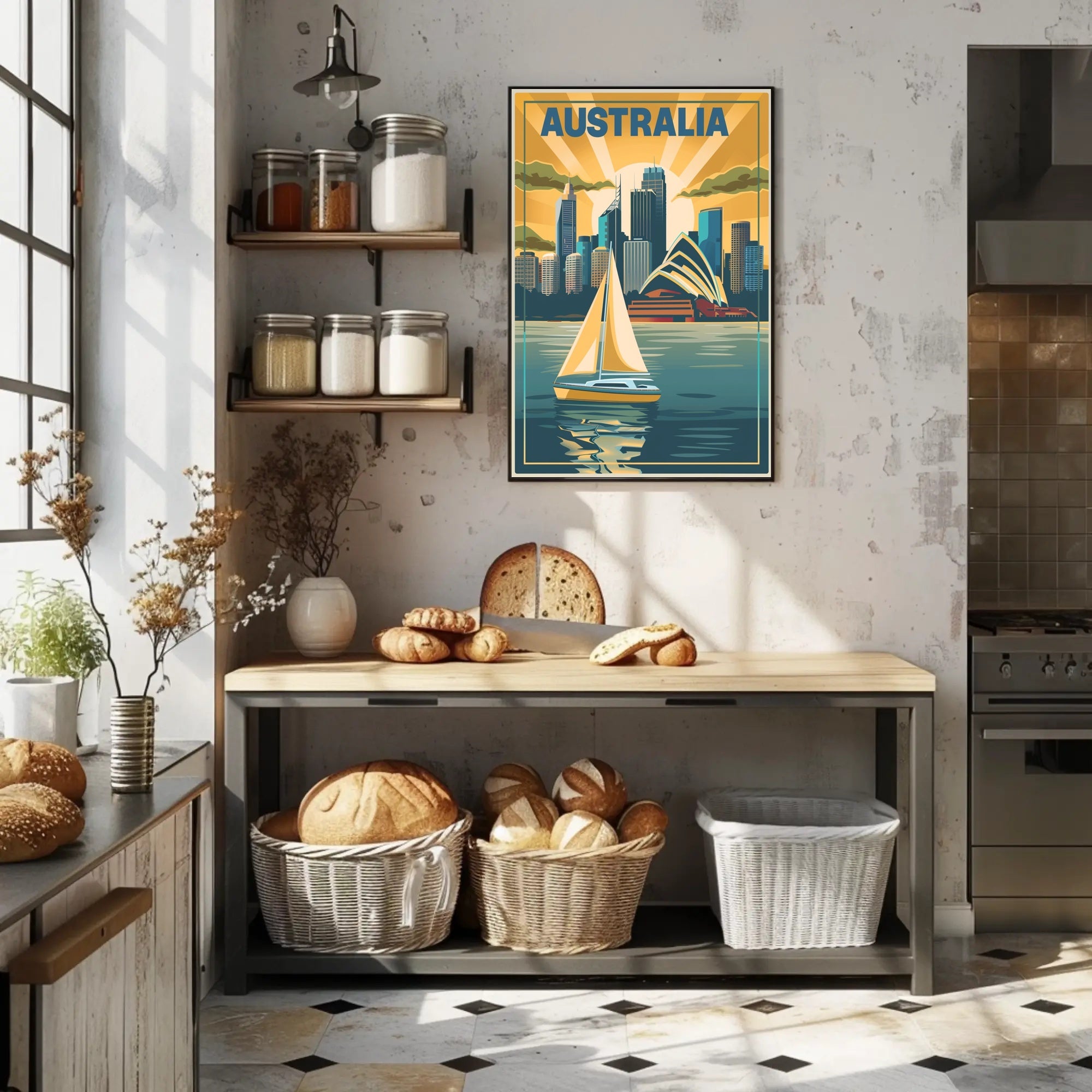 Sydney Skyline Vintage Travel Poster PosterGoat