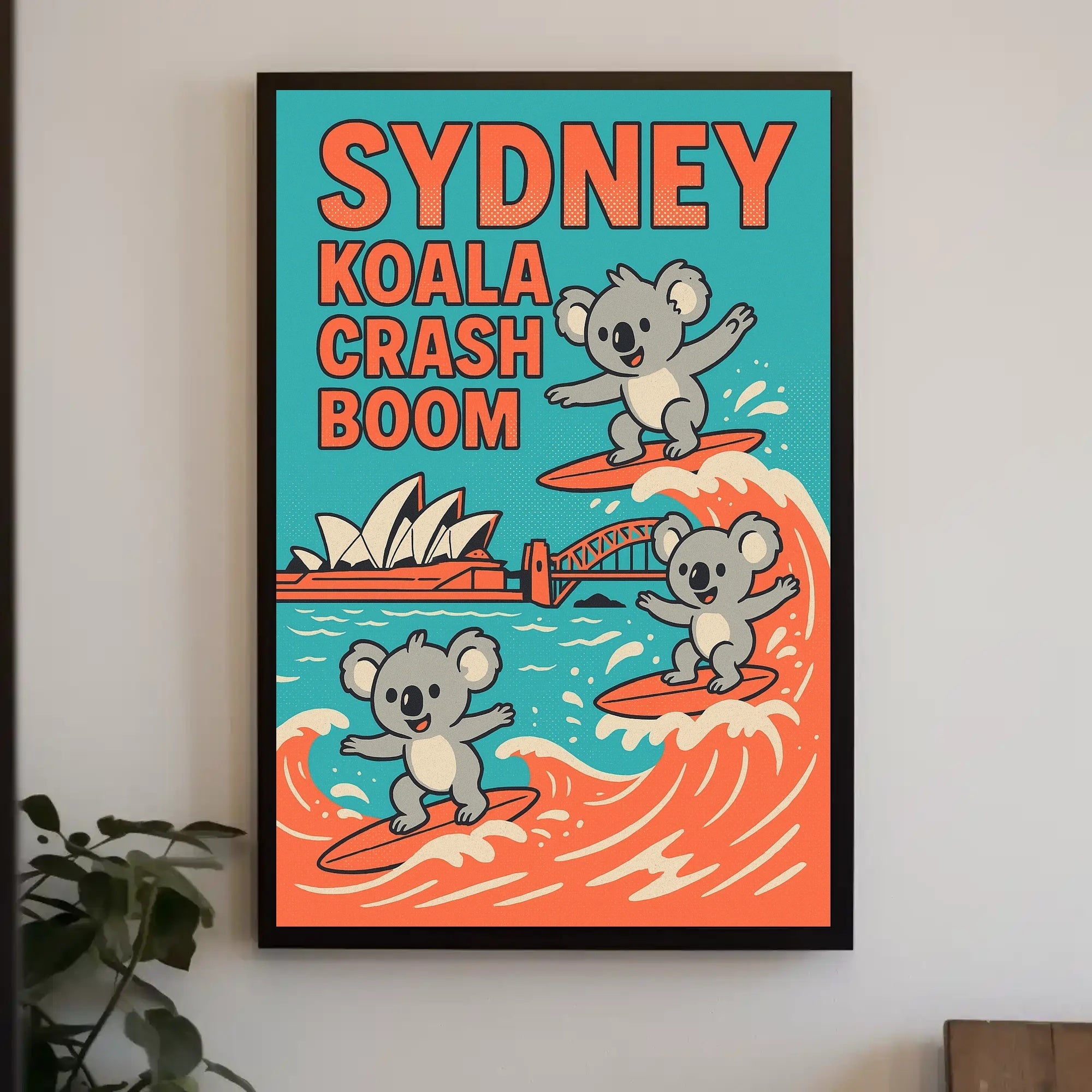 Sydney Surfing Koalas Cartoon - Cultural or Heritage Poster PosterGoat