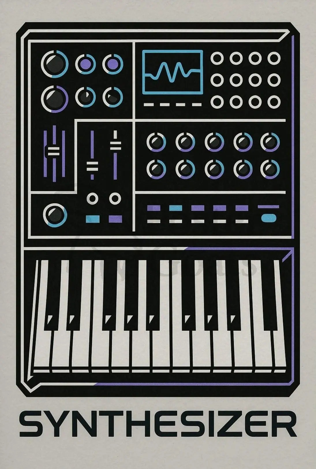 Synthesizer Sound Art Geometric Abstract Poster PosterGoat