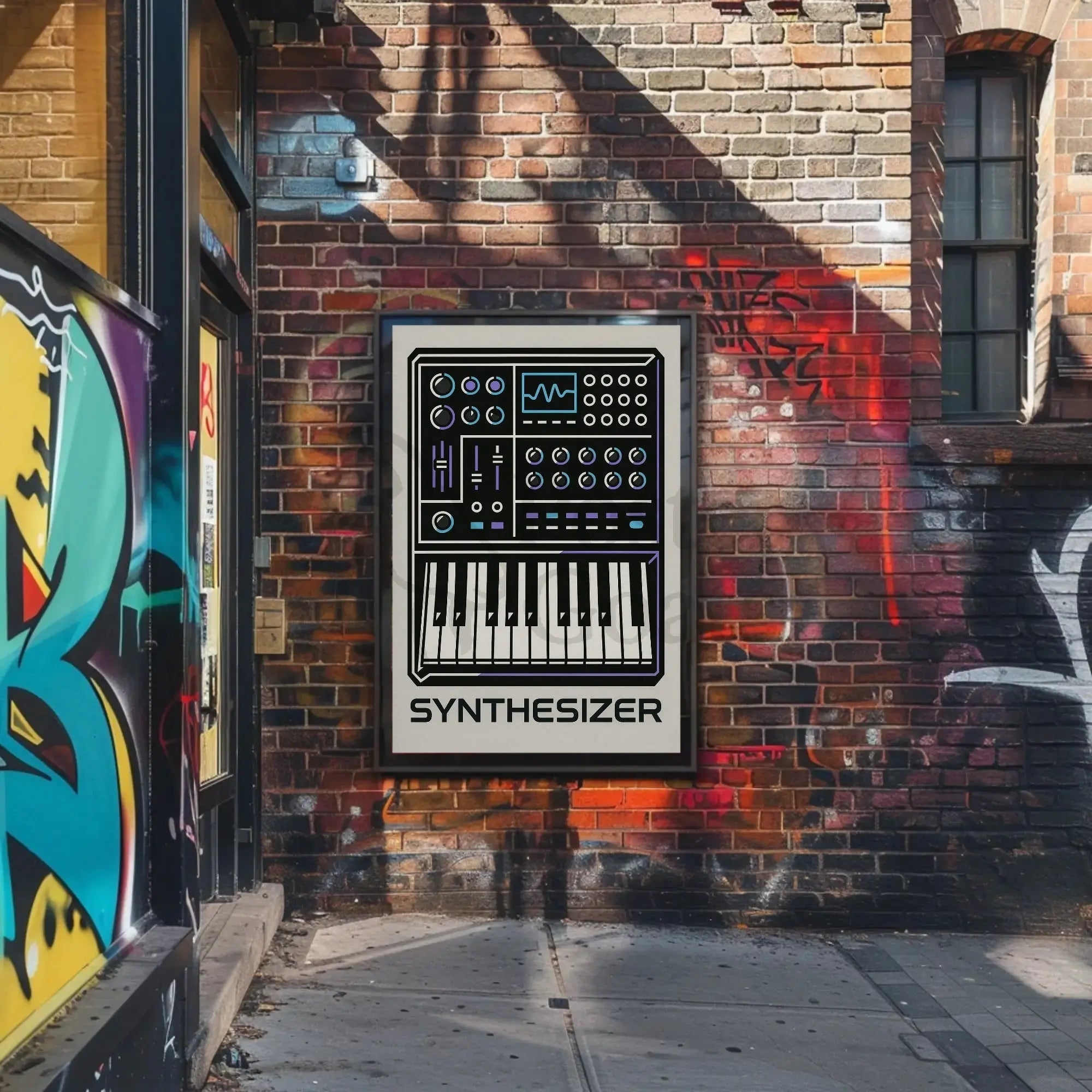 Synthesizer Sound Art Geometric Abstract Poster PosterGoat