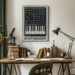 Synthesizer Sound Art Geometric Abstract Poster PosterGoat