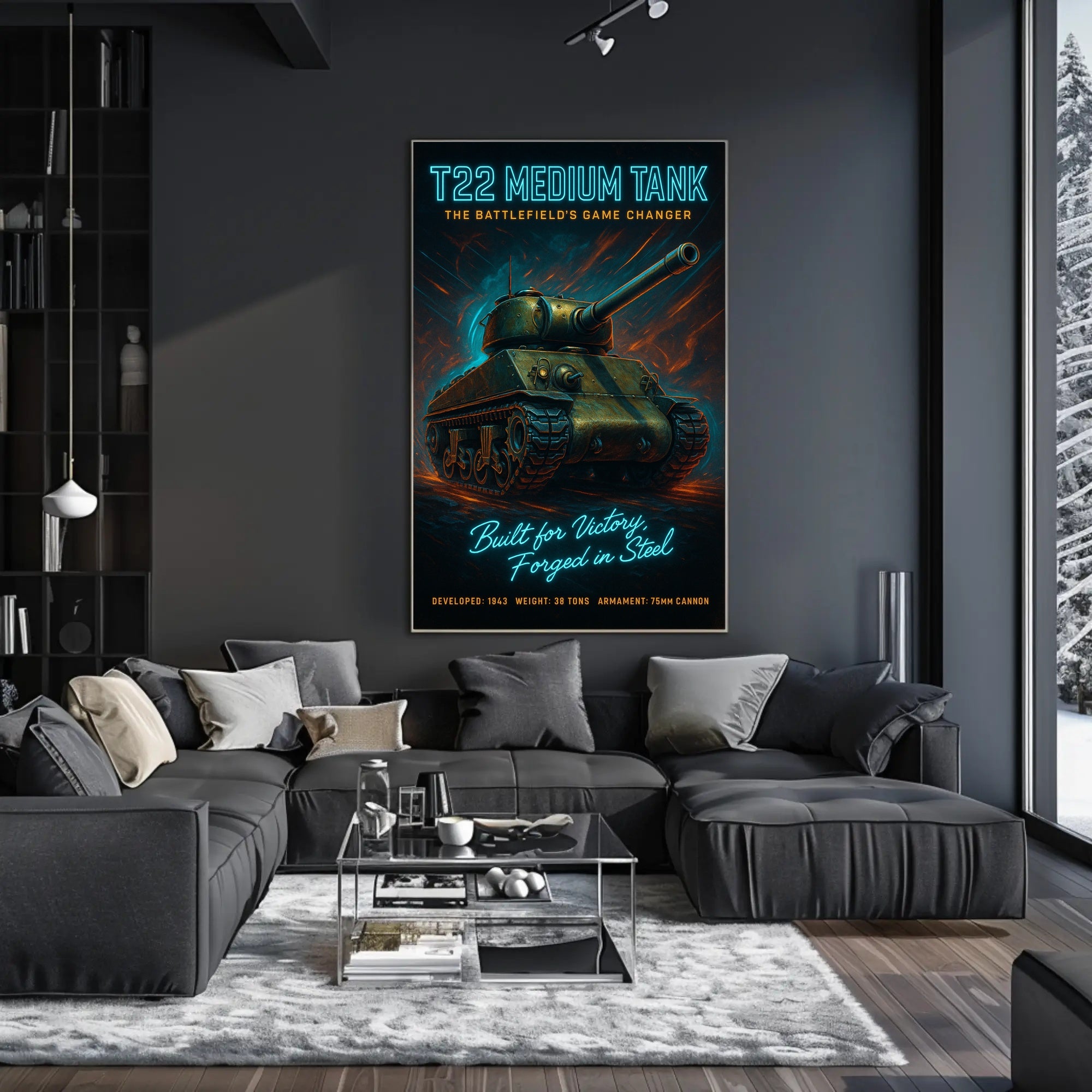 T22 Medium Tank The BattlefieldS Game Poster PosterGoat